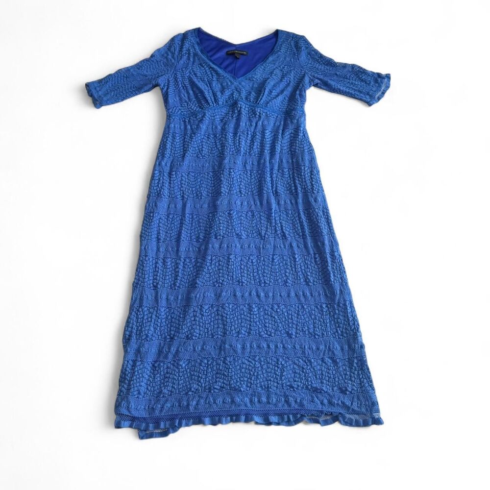 Chris‎ McLaughlin Blue Lace Cocktail Dress | Women's Size 6 | V-Neck 3/4 Sleeve